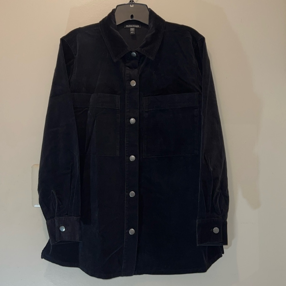 EILEEN FISHER - XS STRETCH BUTTON DOWN LONG SLEEVE CORDUROY TOP EUC